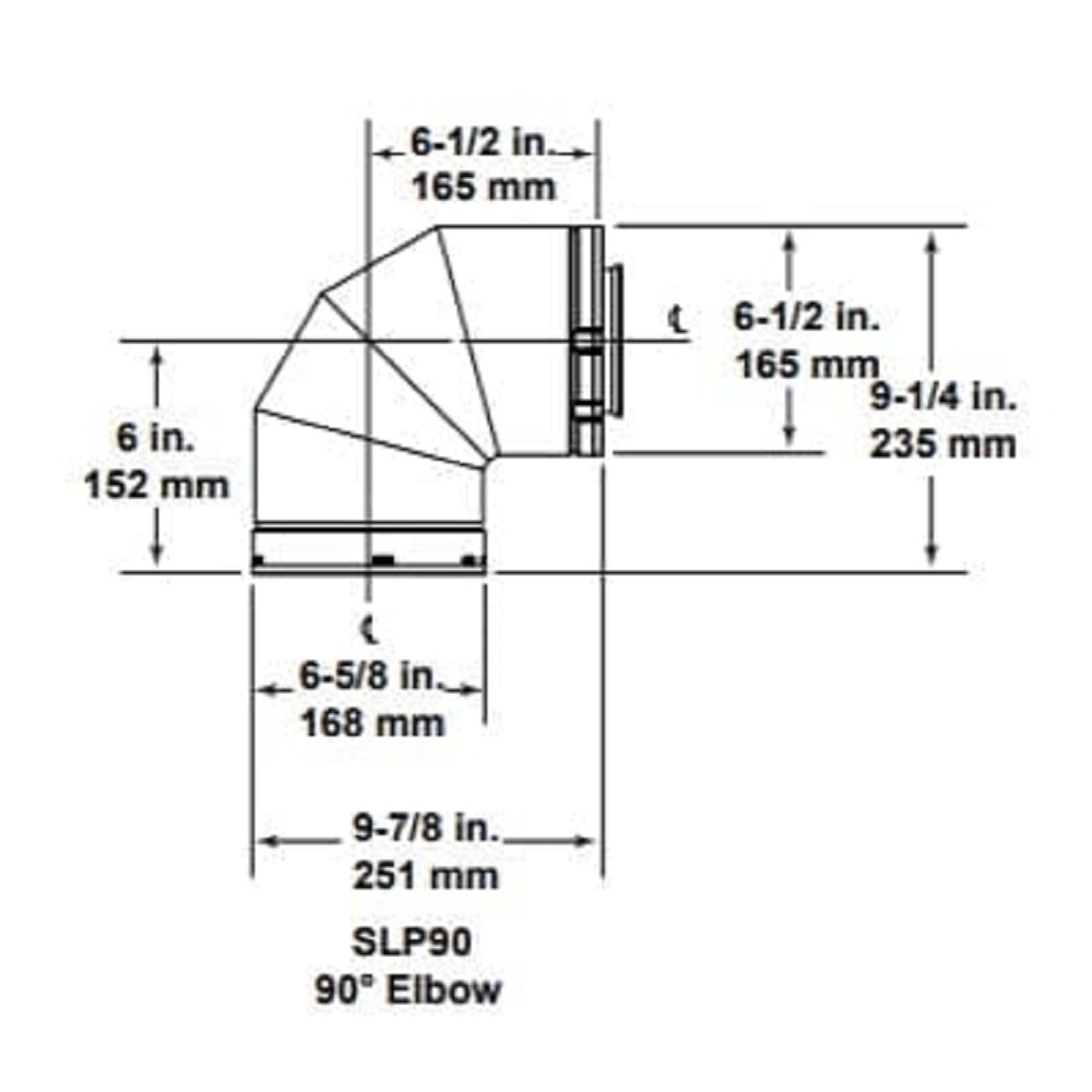 36797MON 90 Degree Elbow-Black (4X6-5/8 SLP Pipe)
