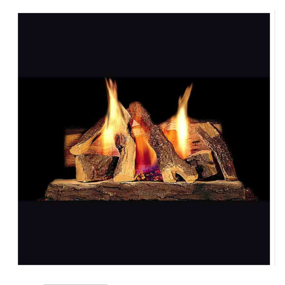 90933MON 24" Campfire Fiber Gas Log Set With Stainless Steel Burner And Hearth Kit, Ipi