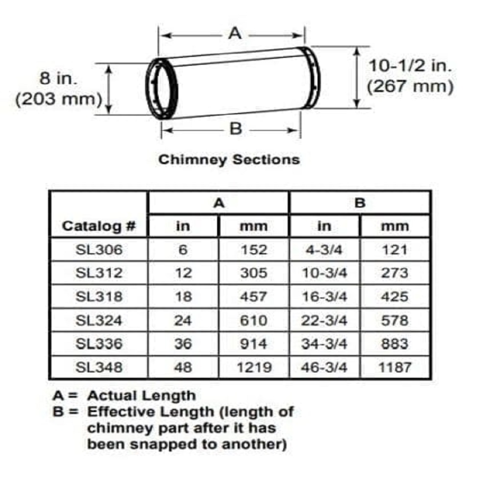 37038MON (455mm) Chimney Section Aluminized